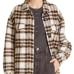 ISABEL MARANT ÉTOILE Harveli Plaid Wool Blend Shirt Jacket